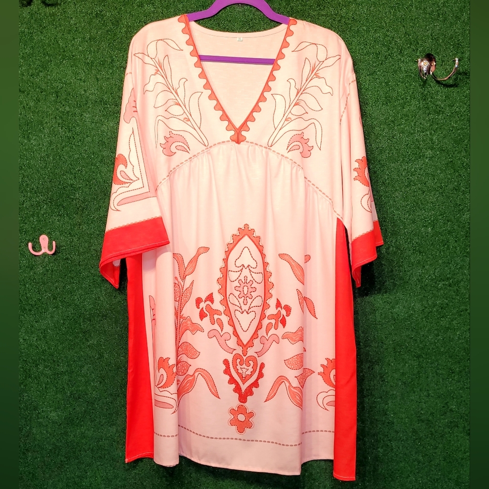 661 NWOT Pink and Red Print Women's Dress